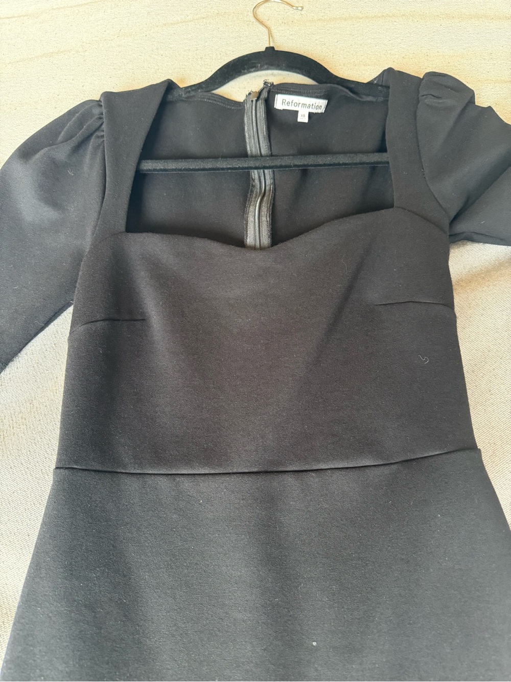 Reformation Black Zip-Back Dress